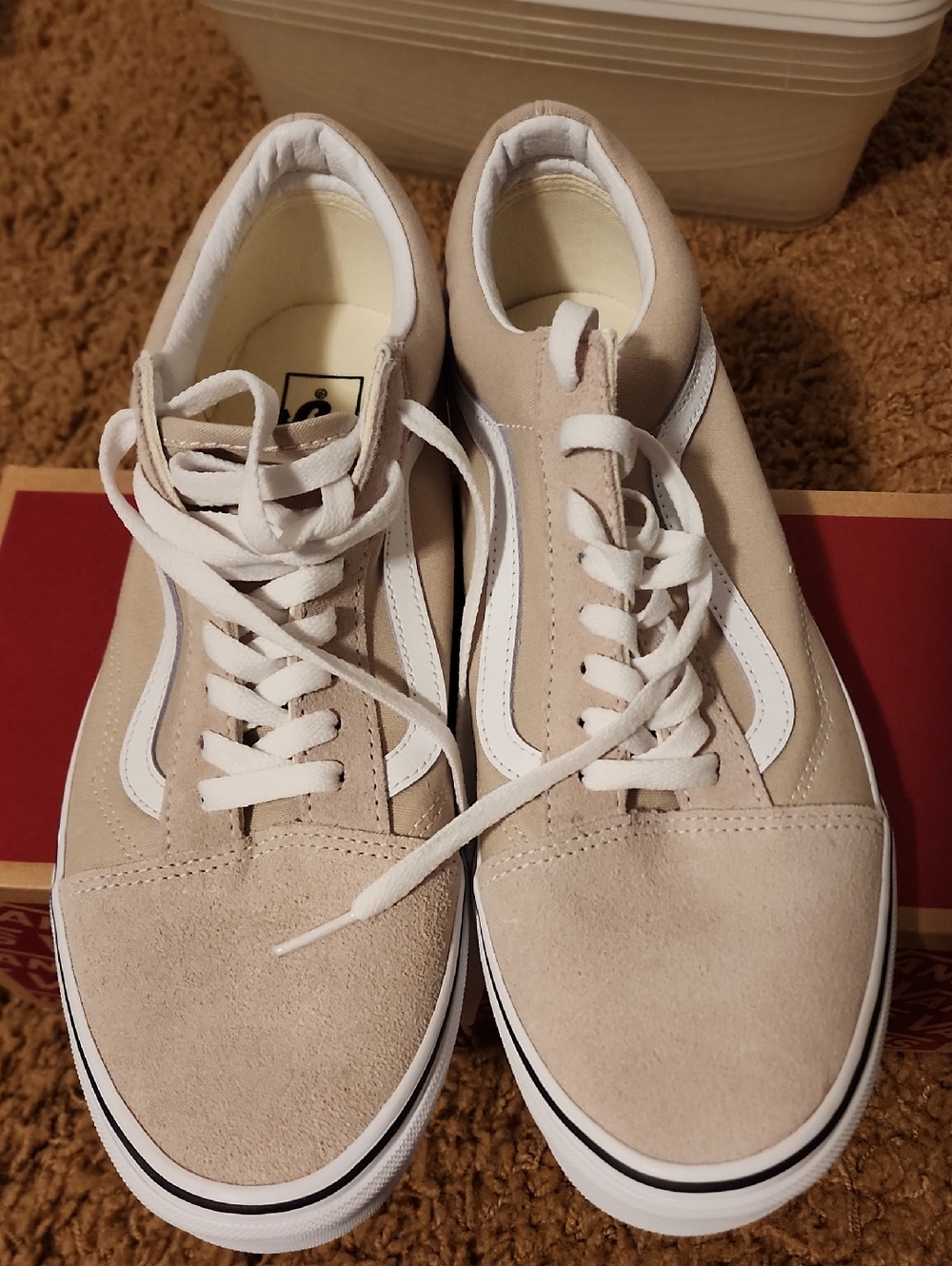 Vans Men’s Old Skool Suede Sneakers In Theory French Oak (Creme And White)